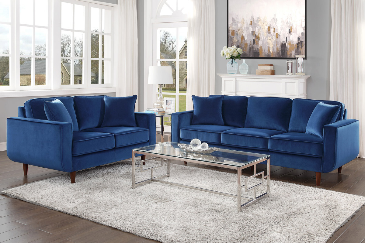 Ashford Navy Blue Velvet Sofa