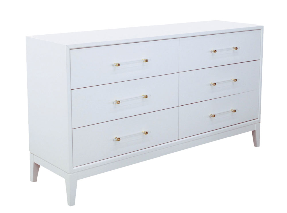 Azura White Dresser With Acrylic Knobs, All White Dresser