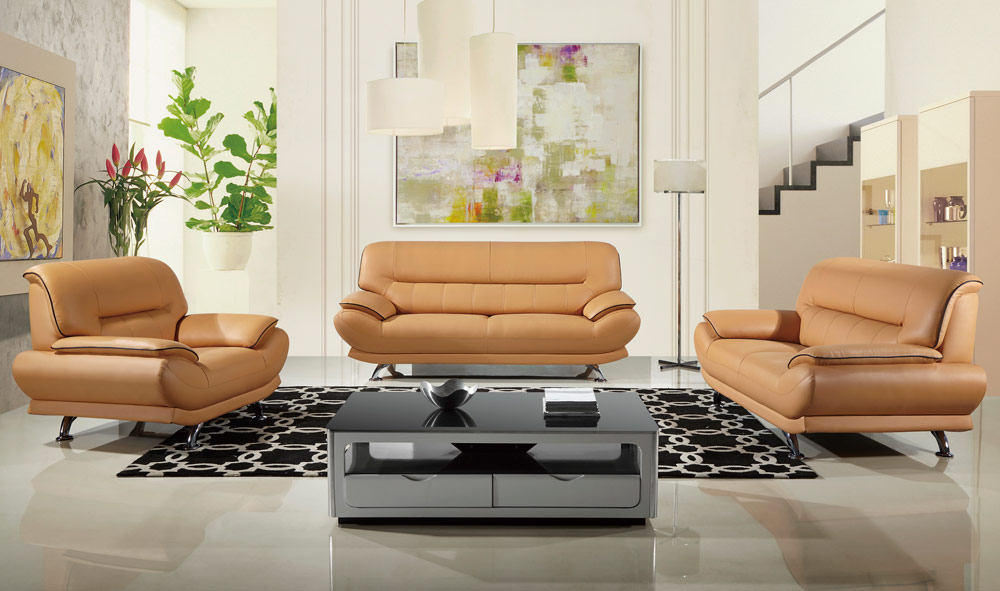Bella Modern Genuine Leather Sofa, Genuine Leather Couch