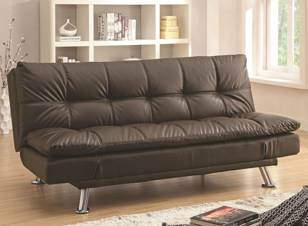 Homelegance Reel Click-Clack Sofa Bed - Dark Brown - Tufted Fronts, Marjen  of Chicago