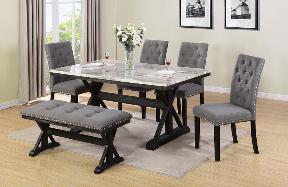 Coleville Faux Marble Top Dining Table Set, Faux Marble Table And Chairs