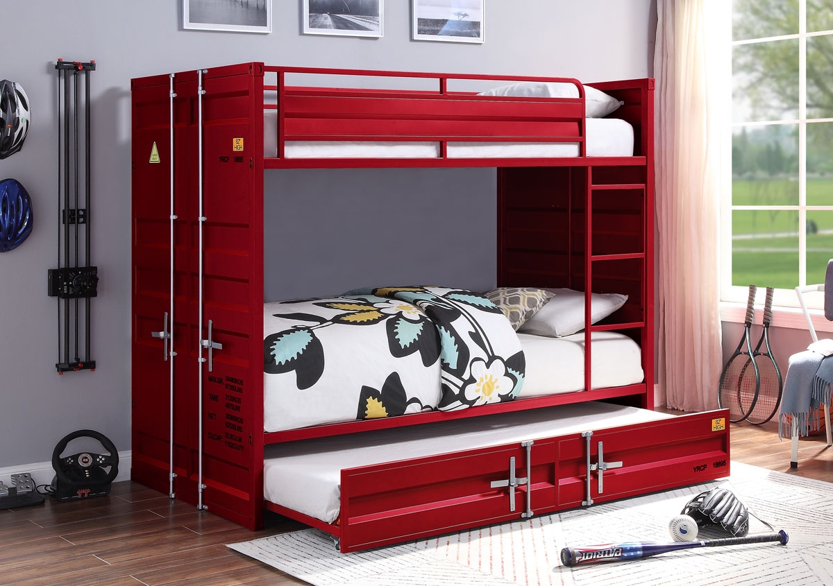 Container Red Bunkbed Industrial Style, Red Bunk Beds