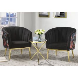 Coral Black Velvet Accent Chair