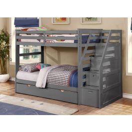 Lila Grey Bunkbed With Storage Staircase, Value City Bunk Beds With Stairs