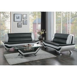 Velia Black And White Leather Sofa