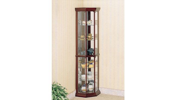 Glass Door Corner Curio Cabinet 3394, Display Cabinet With Glass Doors And Shelves