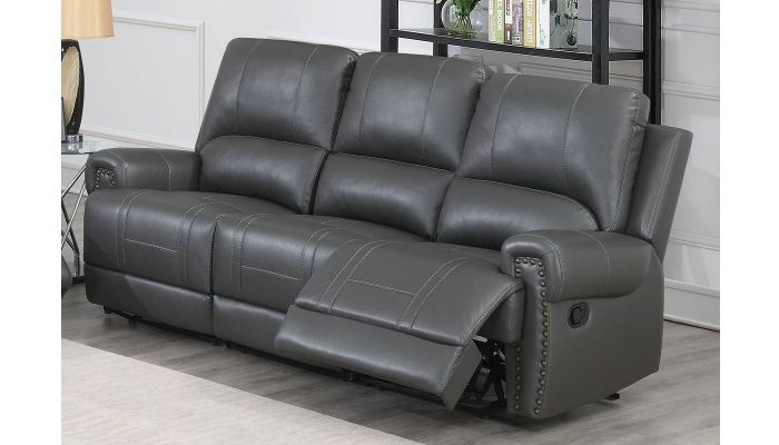 Ackerman Gray Leather Recliner Sofa, Modern Grey Leather Recliner Sofa