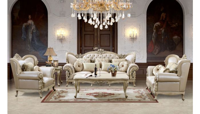 Alessia Victorian Living Room Furniture, Victorian Leather Sofa Set