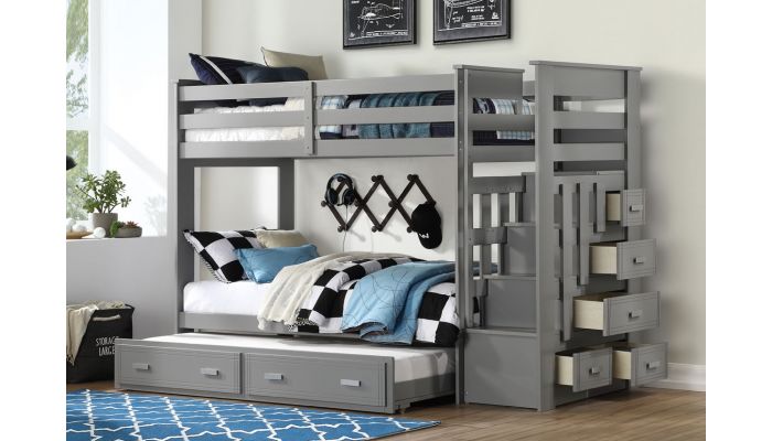 Allentown Grey Finish Bunkbed With, Gray Bunk Beds