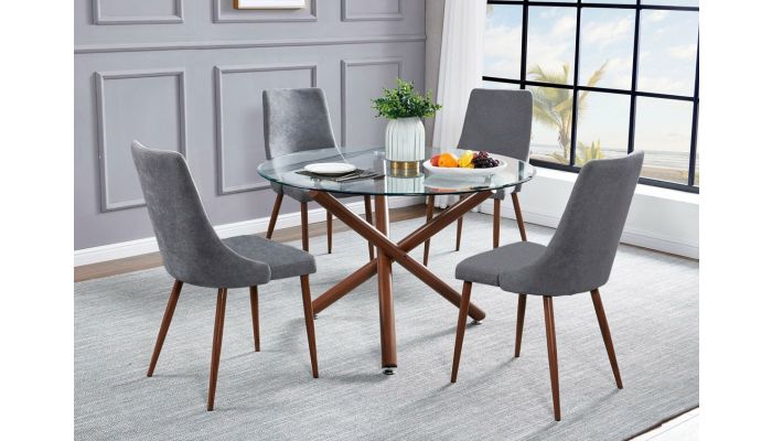 Allspice Round Glass Top Dining Table Set