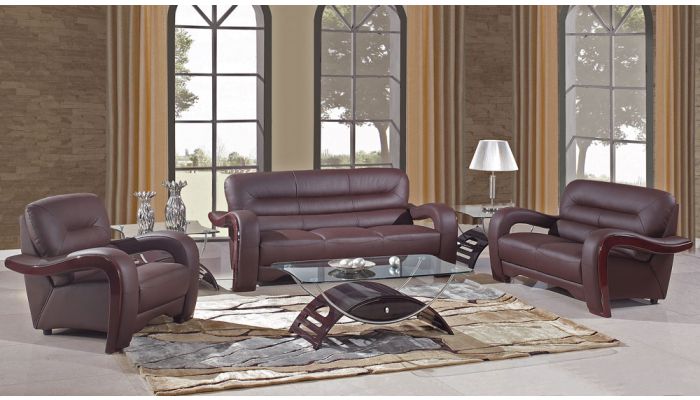 Alpha Modern Brown Leather Living Room