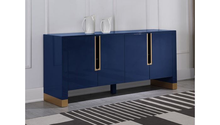 Andros Navy Blue Lacquer Modern Buffet