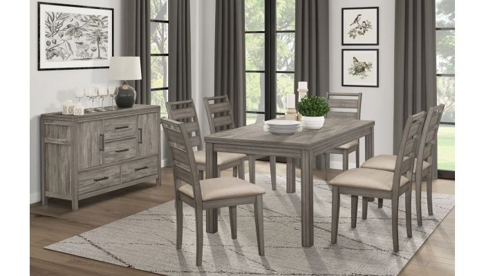 Atenna Rustic Grey Dining Table Set, Grey Rustic Dining Table Set