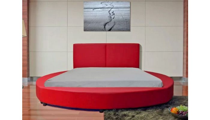 Atlas Red Leather Round Bed, Round Bed Frame And Mattress