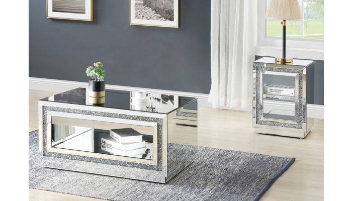 Axel Mirrored Coffee Table With Crystals
