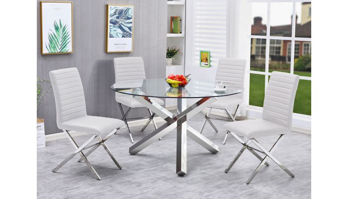 Axis Round Glass Dining Table Set