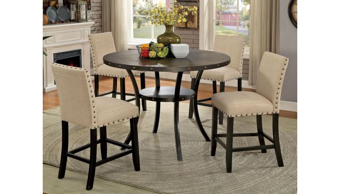 Biony Industrial Counter Height Table Set, Round High Top Table Set