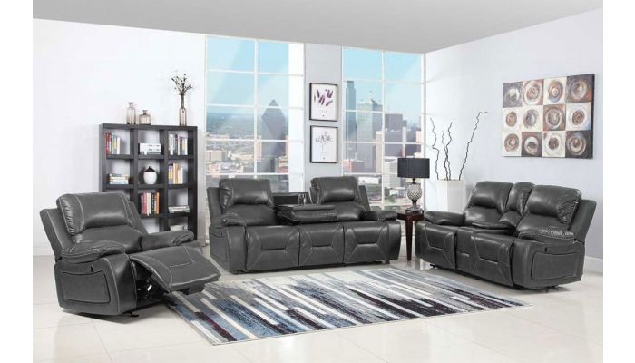 Brett Gray Leather Recliner Sofa, Gray Leather Reclining Sofa Set