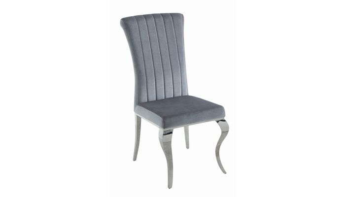 Cabriole Gray Velvet Dining Chair