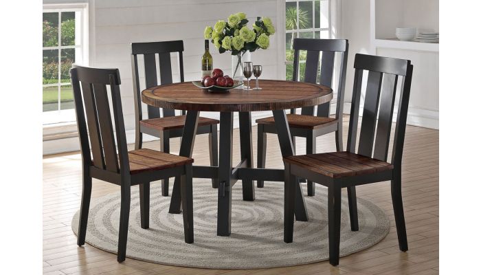 Cedar Round Table Set Rustic Finish, Driftwood Round Dining Table Set