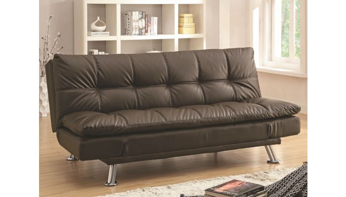 Chaise Dark Brown Leather Futon, Leather Couch Futon
