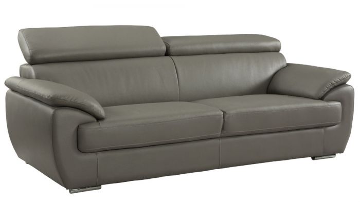 Chaska Grey Leather Sofa Adjustable, Natural Leather Sofa