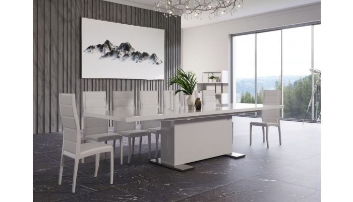 Cierra Modern Dining Table White Lacquer, White Lacquer Dining Table Extendable