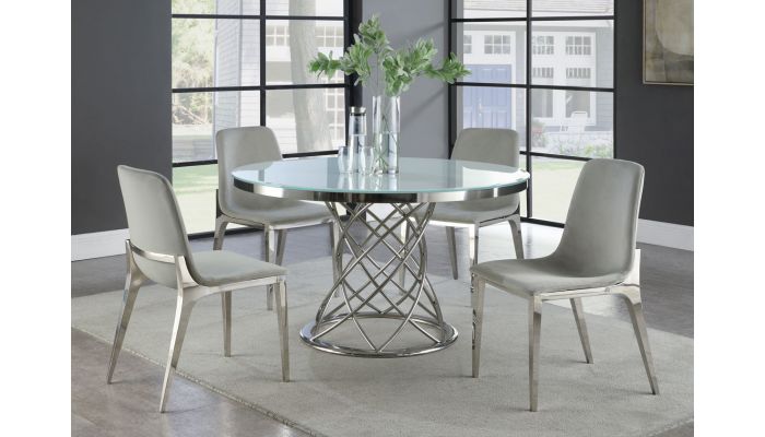 Clarice Modern Round Glass Dining Table, Round Glass Top Tables
