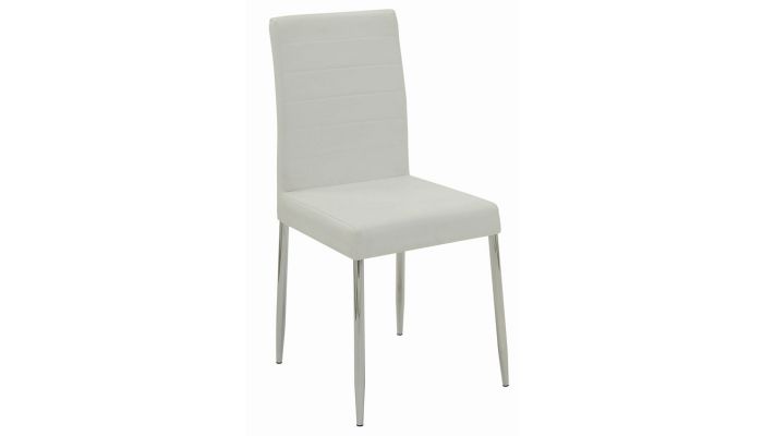 Clio White Leather Dining Chairs, White Leather Side Chair