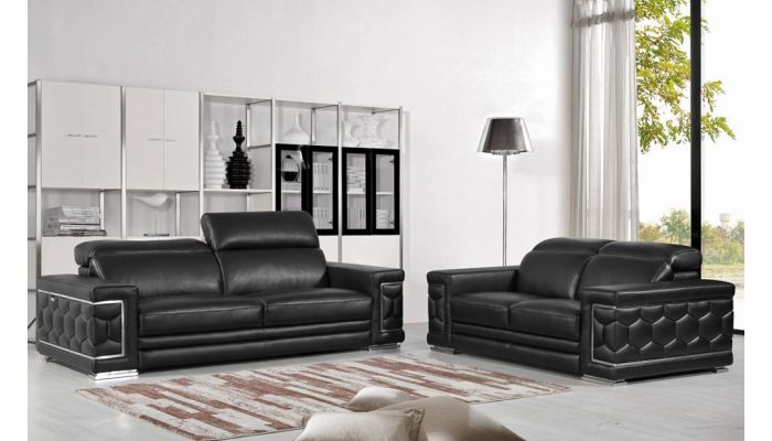 Clovis Black Leather Sofa