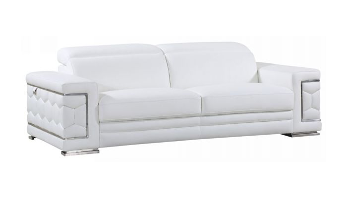 Clovis Living Room White Genuine Leather, White Genuine Leather Sofa Bed