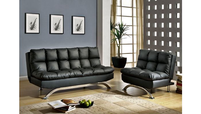 Aristo Black Leather Futon, Black Leather Futon Sofa Bed