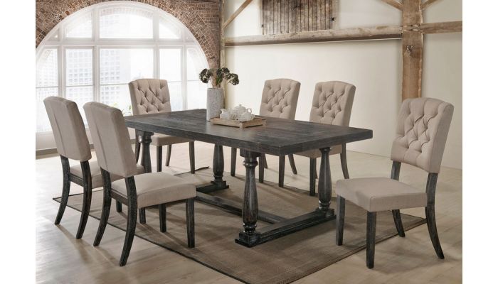 Corliss Weathered Grey Dining Table, Weathered Grey Dining Table