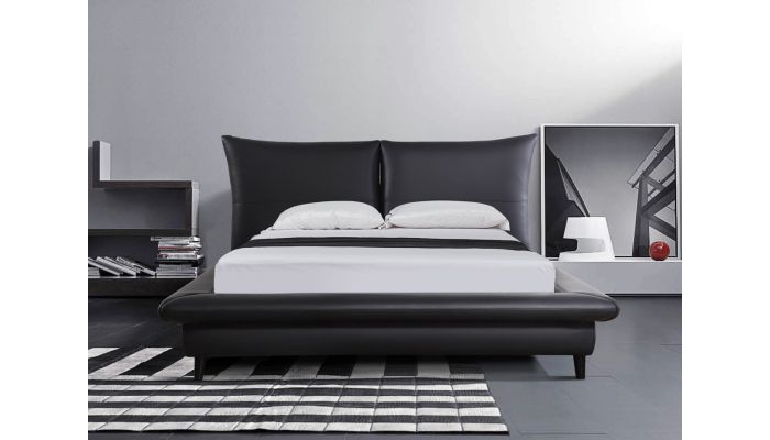 Corsi Black Leather Platform Bed, Leather Platform Bed Frame