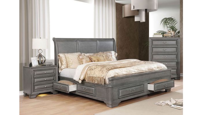 Delano Gray Finish Storage Bed