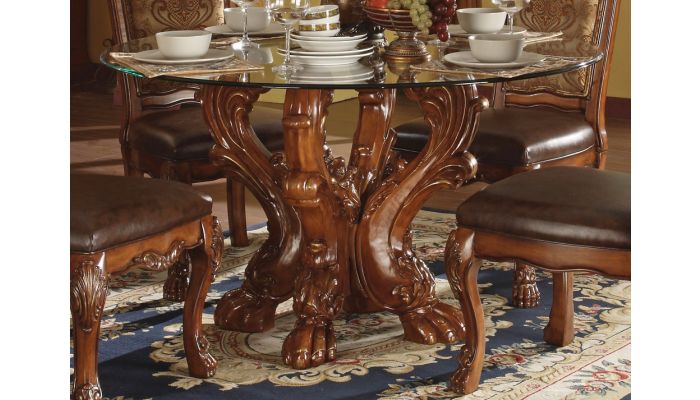 Dresden Round Glass Top Table Set, Dining Room Sets With Glass Top Tables