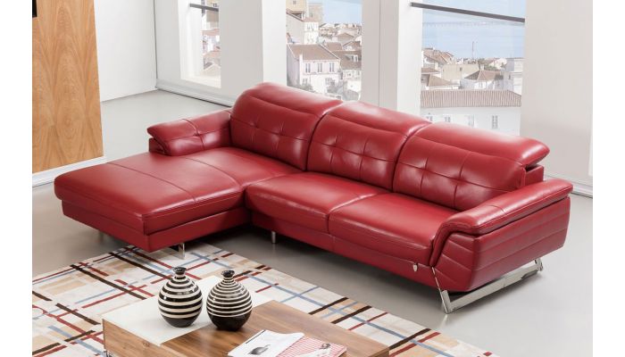 Ek L085 Italian Leather Modern Sectional, Red Leather Sectional
