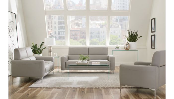 Emery Taupe Leather Modern Sofa Set