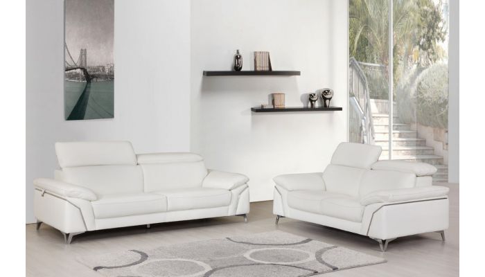 Emiliano White Italian Leather Sofa, White Italian Leather Reclining Sofa