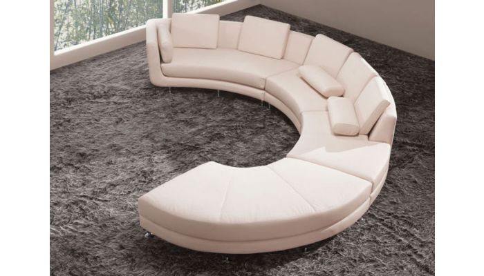 Encore Beige Leather Circular Sectional, Circular Leather Couch