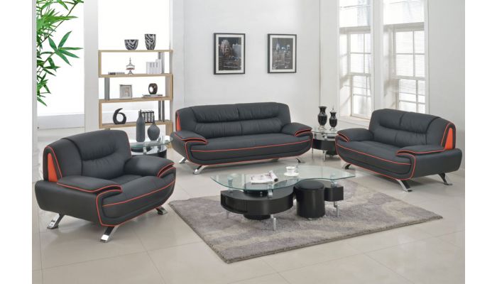 Eva Modern Genuine Leather Sofa, Living Room Leather Sofa Set Modern