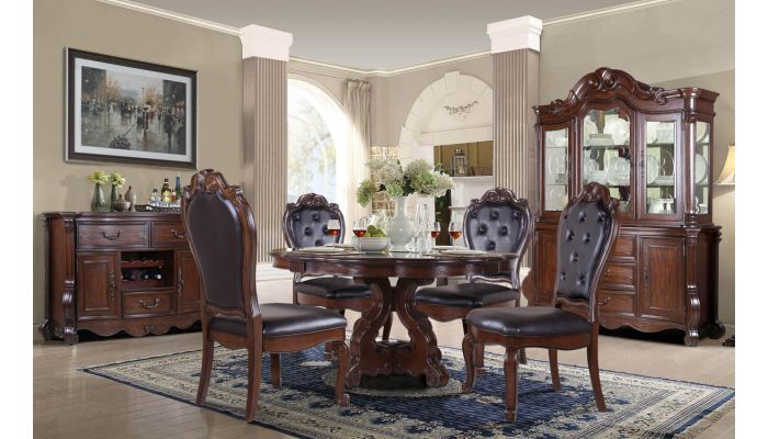 Evelyn Traditional Round Dining Table Set, Traditional Round Dining Table Set
