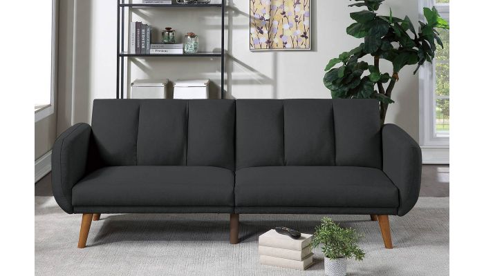 Evin Black Linen Sofa Futon