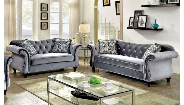 Faris Grey Fabric Living Room