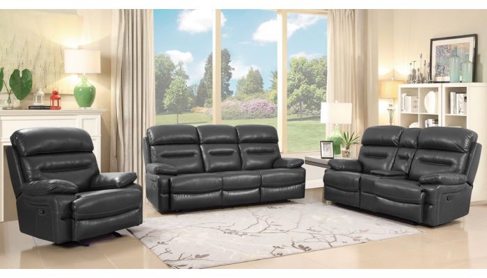 Fullerton Grey Leather Recliner Sofa