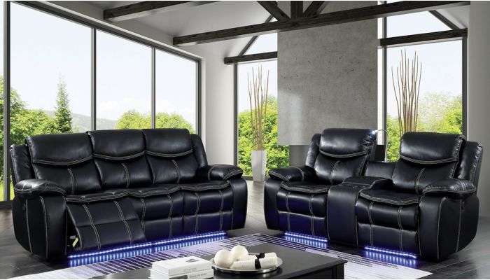 Fulton Power Recliner Sofa With Led Lights, Light Grey Leather Electric Recliner Sofa Set