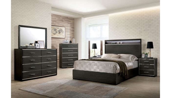 Gerrard Contemporary Bed With Mirror Accents