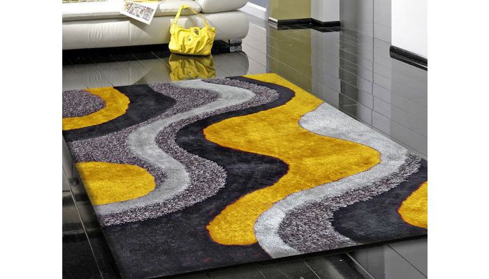 gray yellow rug living room