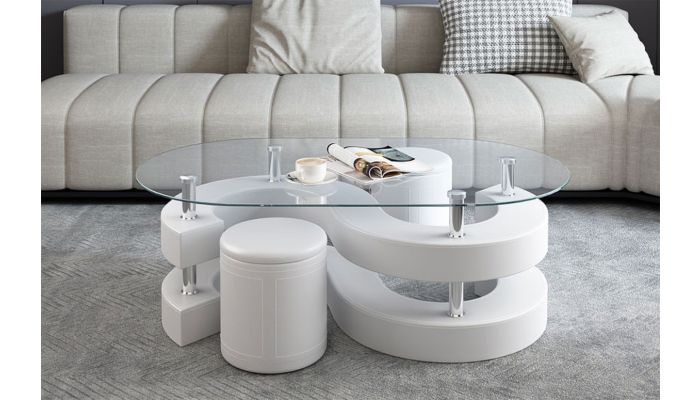 Infinity White Coffee Table Stools
