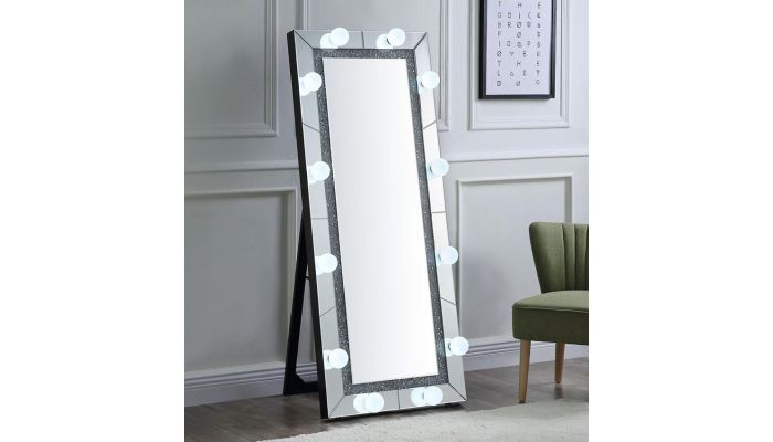 floor mirror with lights and storage